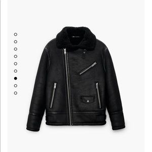 Zara Men’s Medium Black Leather/Fur Double Faced Jacket